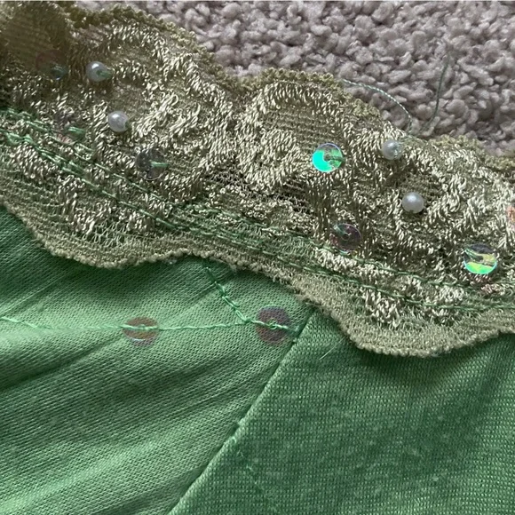 Vintage Kids Y2K boho green sequin long sleeve medium blouse - Picture 10 of 10